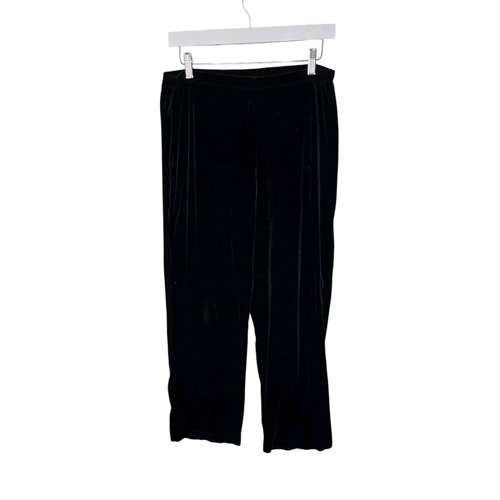 Half Moon Bay Velvet Pull-On Wide Leg Pants Medium Black‎ Travel Lounge Stretch